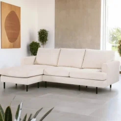 3-zits Loungebank Shikita Links/Rechts, Rib, kleur Beige