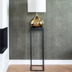 Zuil Oakura Hout en Staal, 95cm hoog, kleur zwart