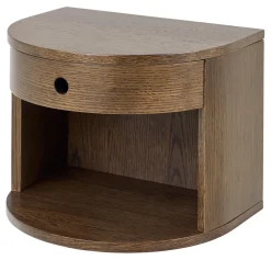 Zwevend Halfrond Nachtkastje Seula Eikenfineer, Met 1 lade
