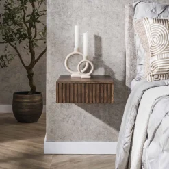 Zwevend Nachtkastje Alania Met 1 lade, Acaciahout