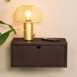 Zwevend Nachtkastje Hover Espresso Mangohout