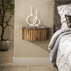 Zwevend Nachtkastje Ivorie Mangohout, Met 1 lade