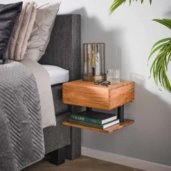 Zwevend Nachtkastje Jaisa Met 1 lade, Acaciahout