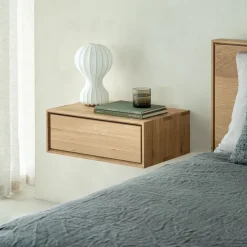 Zwevend Nachtkastje Nordic Geolied Eikenhout, kleur Naturel