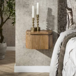 Zwevend Nachtkastje Sharmila XS, Mangohout, Met 1 lade